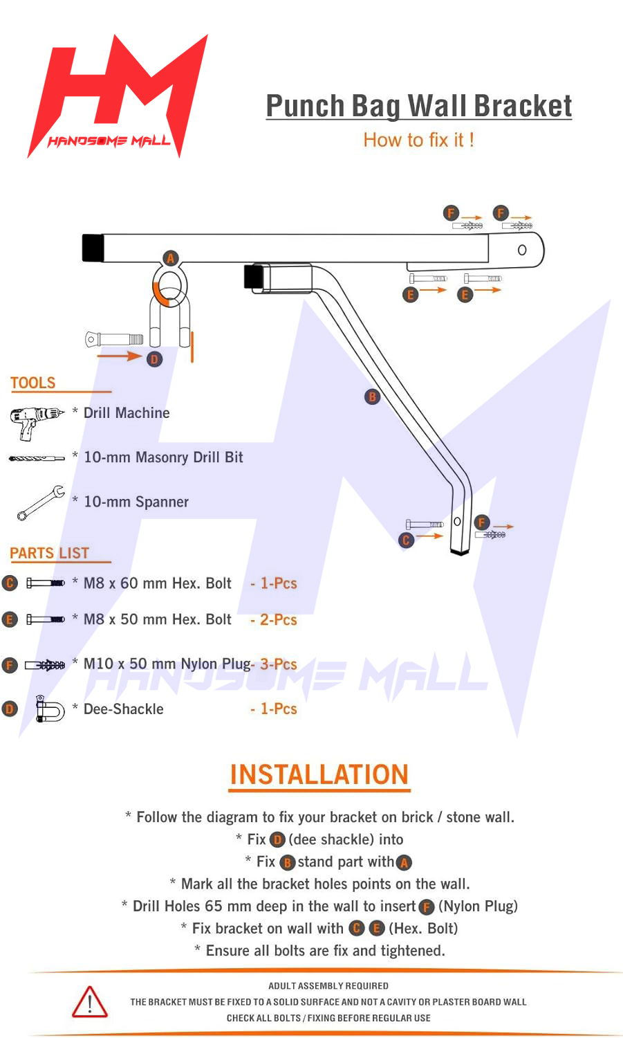 Heavy Duty Boxing Bag Stand Wall Bracket Steel Mount - Image 2