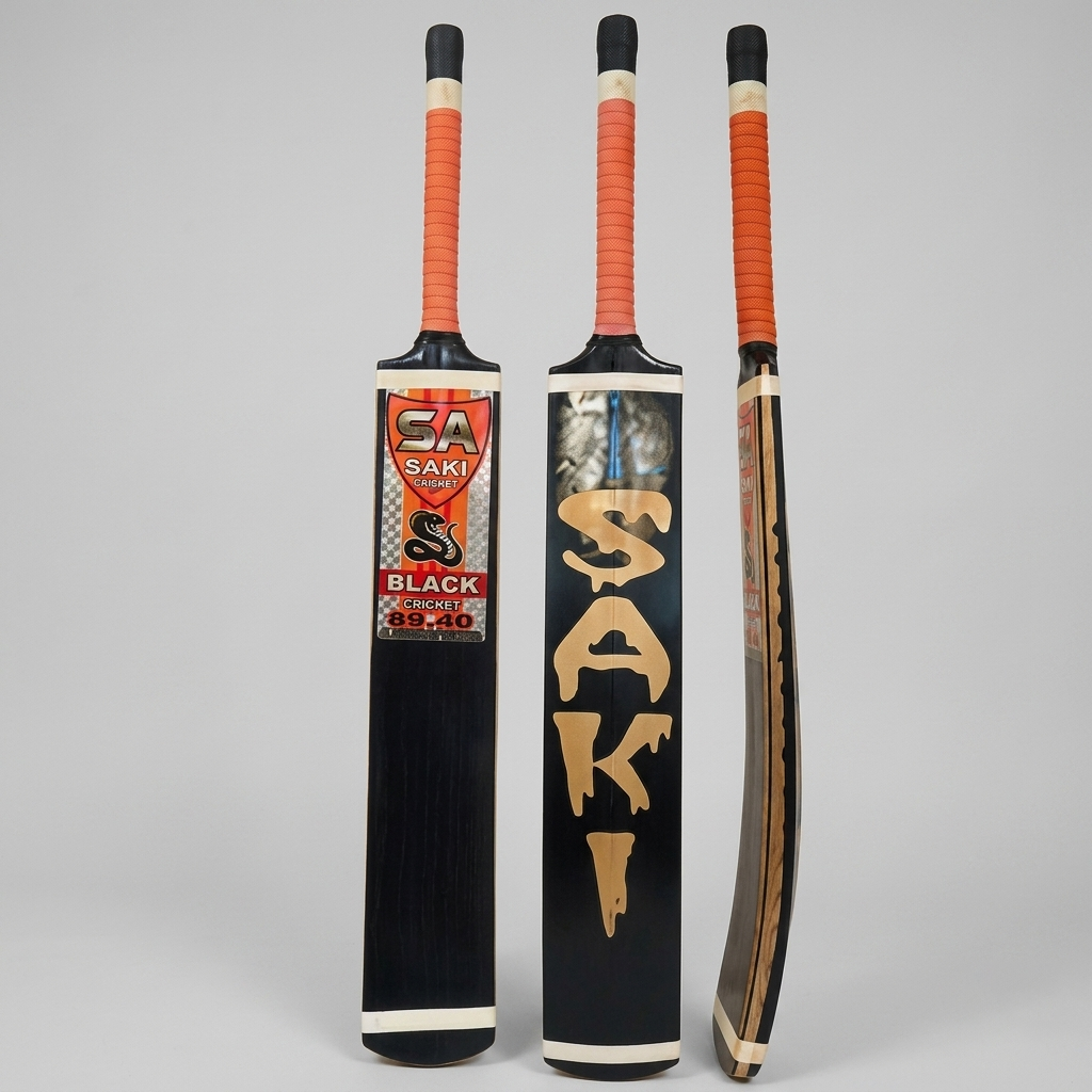 Saki Black Edition Coconut Wood Tape Ball Cricket Bat - Image 2