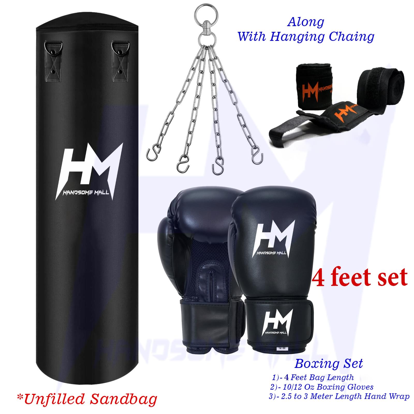 Boxing Bag with chain Boxing Gloves and Hand bandages - Image 2